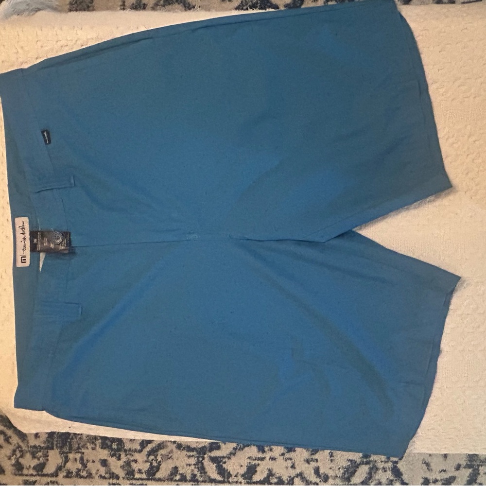 Travis Mathew Teal-Blue Flat Front Performance Shorts